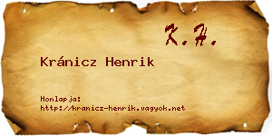Kránicz Henrik névjegykártya