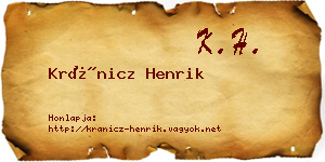 Kránicz Henrik névjegykártya